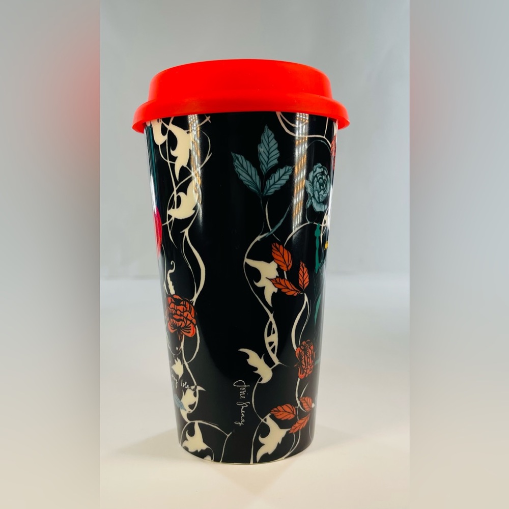 ANTHROPOLOGIE JOSIE SHENOY YORK URBANIA TRAVEL MUG WITH RED LID COFFEE A…